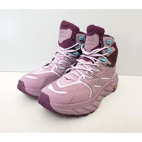 HOKA ONE ONE Anacapa Mid GTX Boots Elderberry Grape Wine Womens Size 6.5 38